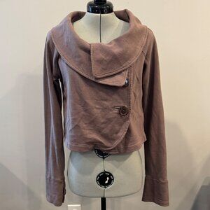 Anthropologie Allihop Cropped Mauve/Rose Jacket with Button Detail - women's med